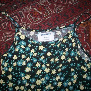 Old Navy Floral Ruffled Sleeveless Sundress Round Neck Black Girls XL (14-16)